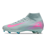 Chuteira Infantil Campo Nike Air Zoom Mercurial Superfly 10 Elite FG Azul Claro e Rosa